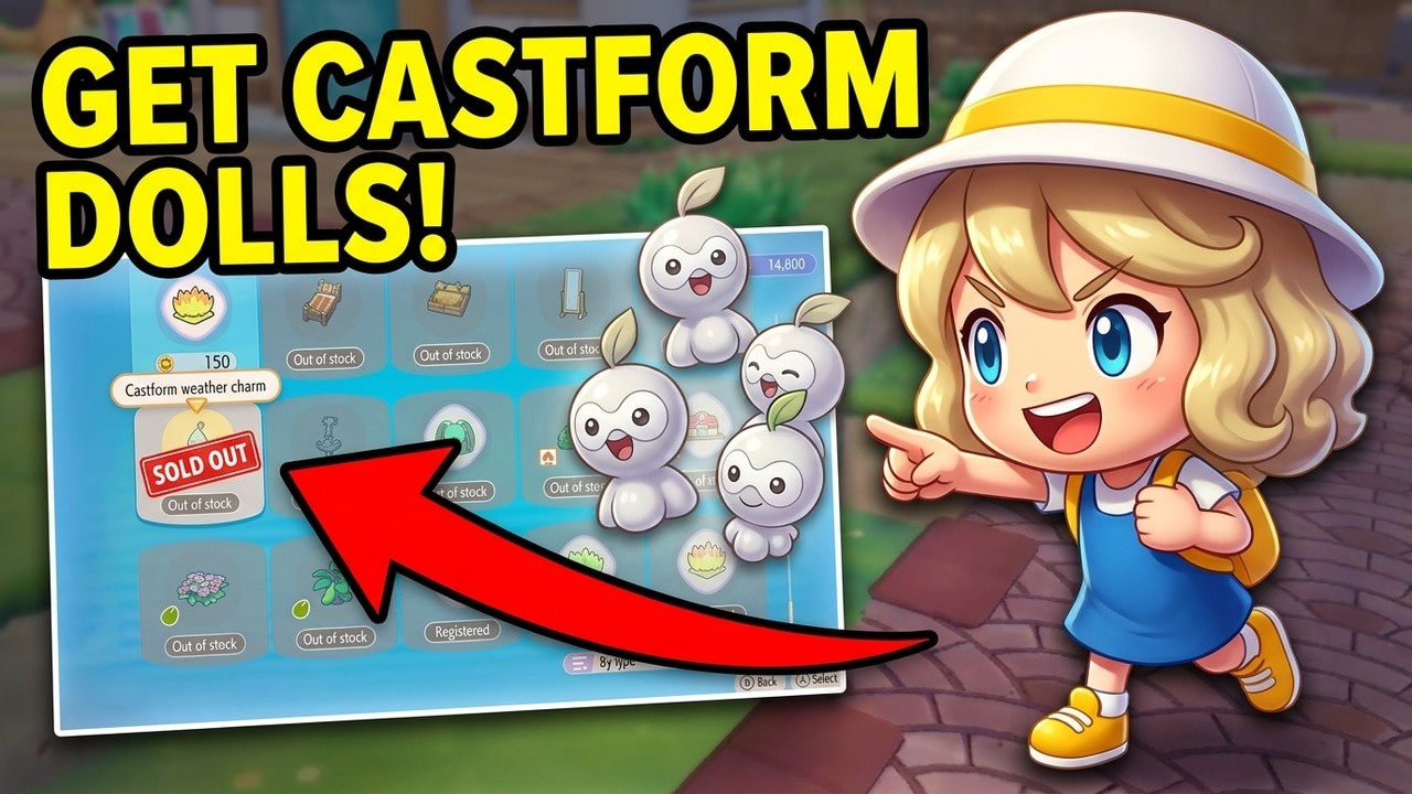 Как получить кукол Castform для вечеринки Rain Dance Party на Pokopia