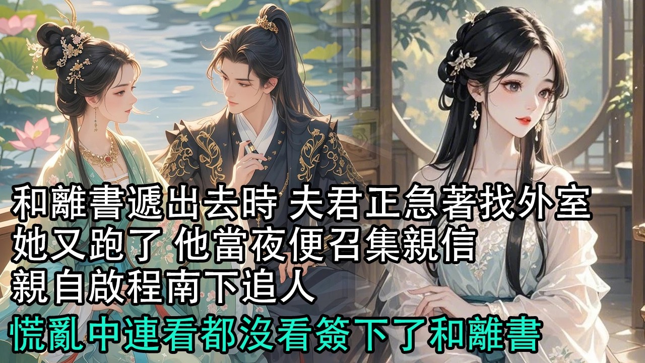 【一口氣看完】和離書遞出去時 夫君正急著找外室，她又跑了 他當夜便召集親信，親自啟程南下追人，慌亂中連看都沒看簽下了和離書#古言 #有聲小說 #情感故事
