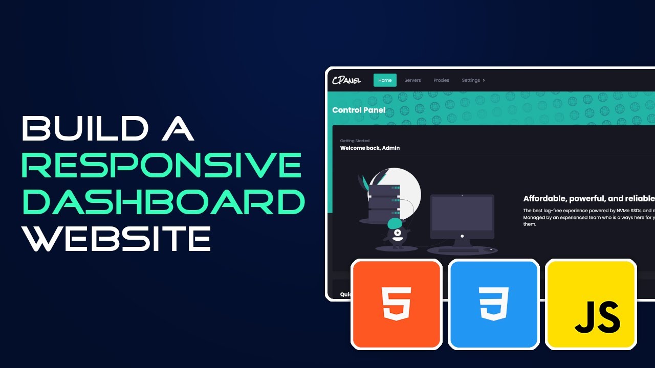 Build A Responsive Dashboard Website With HTML, CSS, and JavaScript  | Full Tutorial