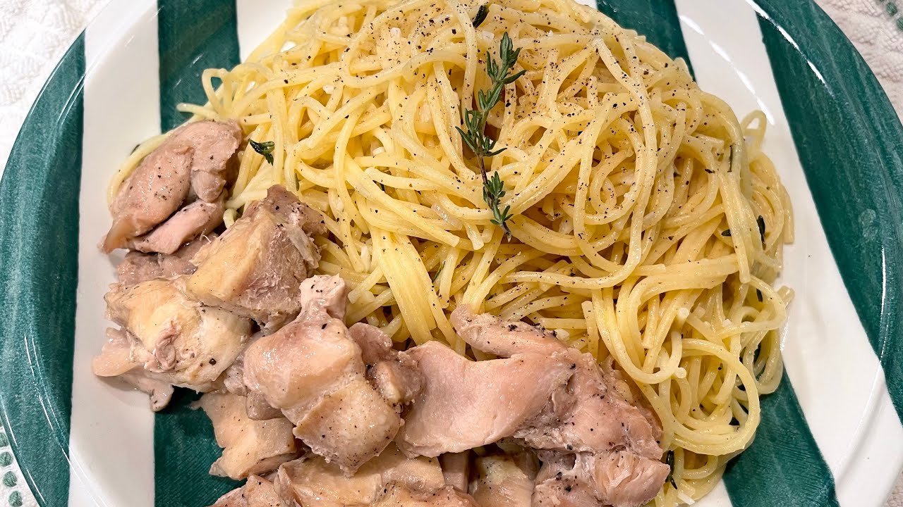 錫紙包雞配蒜香檸汁意粉 / 快速晚餐 / 中文 Foiled Pack Chicken & Garlicky Lemon Spaghetti / Speedy Dinner [ENG SUB]