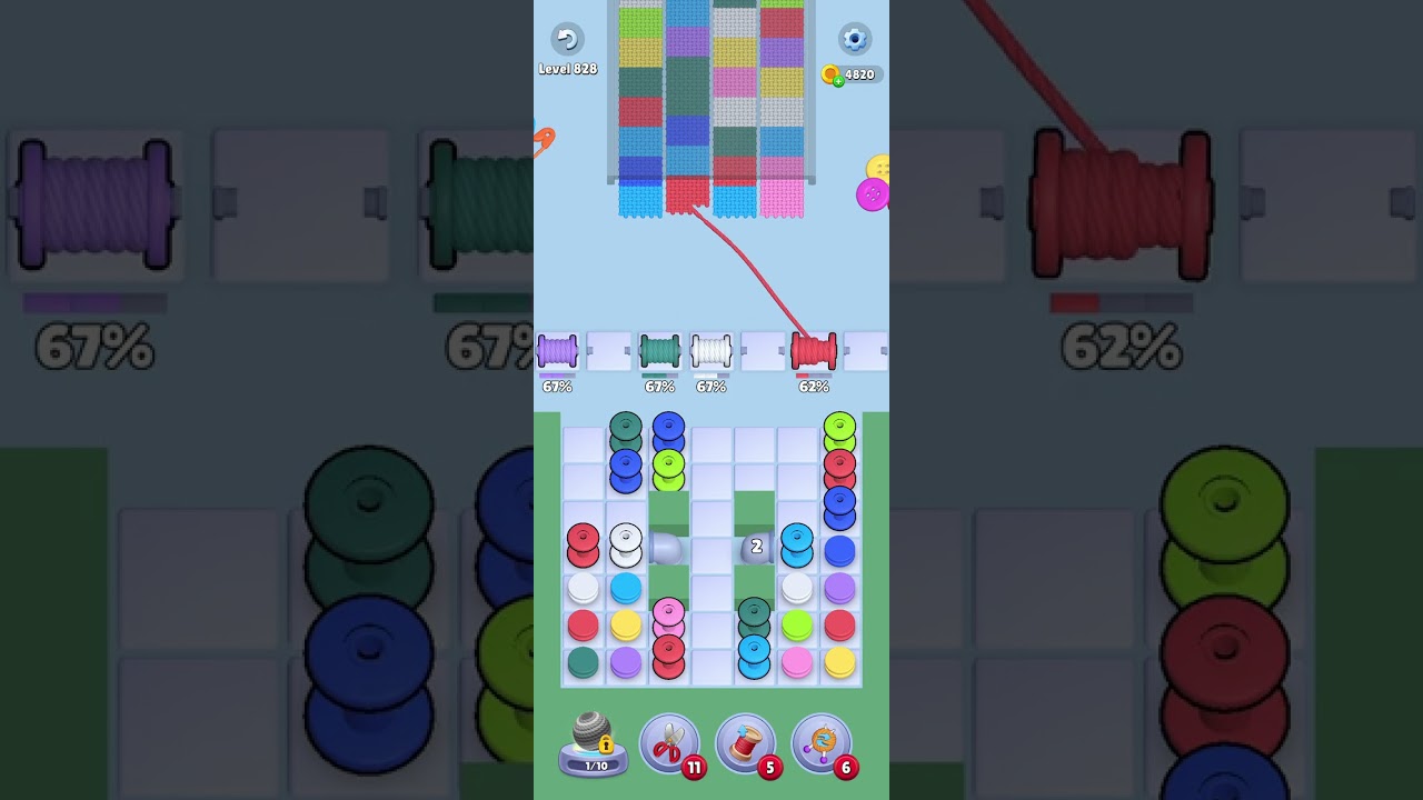 Knit Out Level 828 Solution #knitoutpuzzlegame #knitout #knitoutlevel #knitoutgame #level828