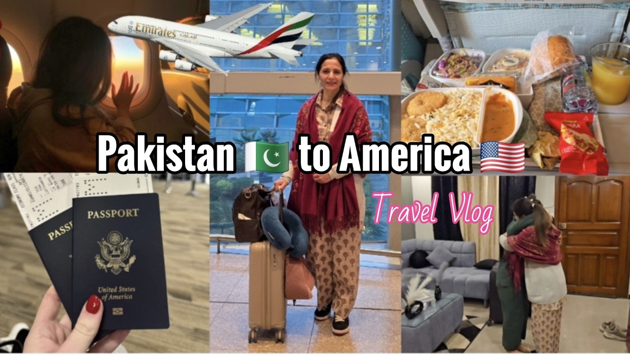 ✈️Pakistan to USA Travel Vlog 🇵🇰🇺🇸 | Emirates Airline | Going Back to America