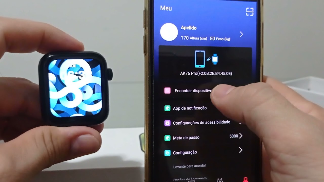Configura&ccedil;&atilde;o Smartwatch AK76 pro, pelo app M2wear