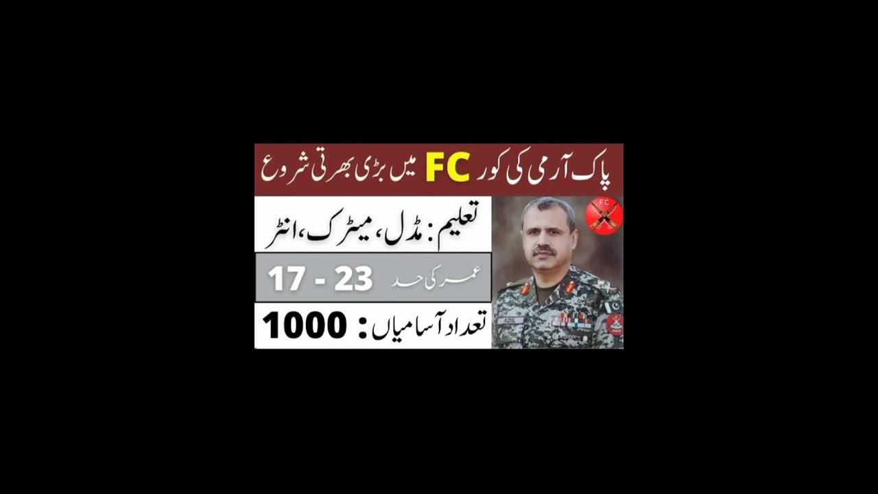 FRONTIER CORPS FC KPK NORTH JOBS 2021