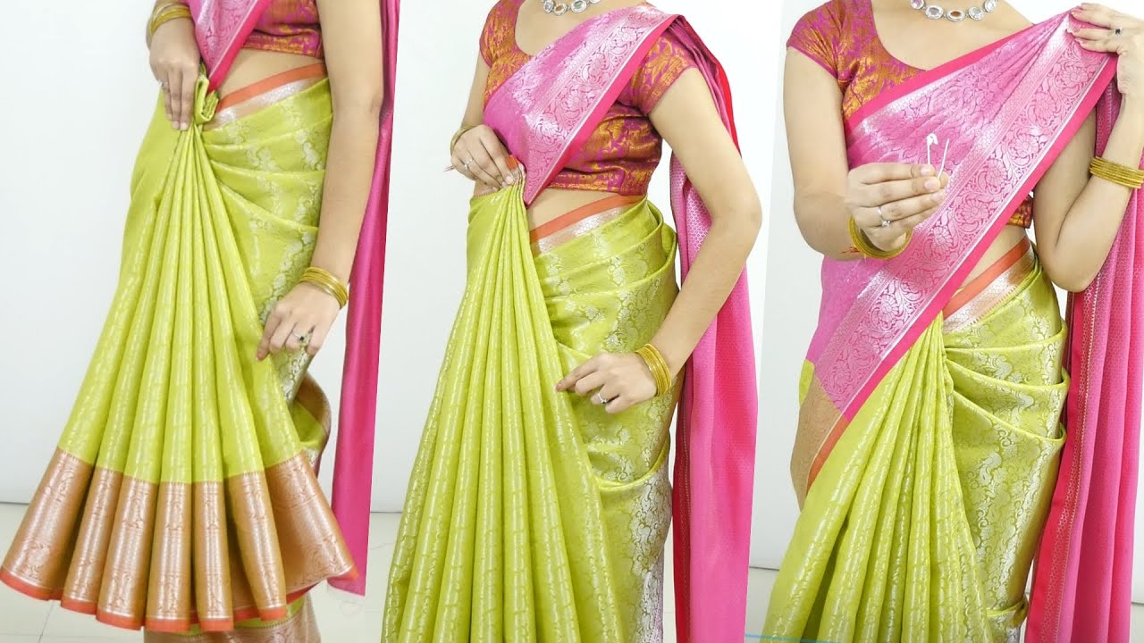 Bridal saree draping Perfectly |No Pin No Fuss Effortless Kanjivaram Saree Draping for wedding