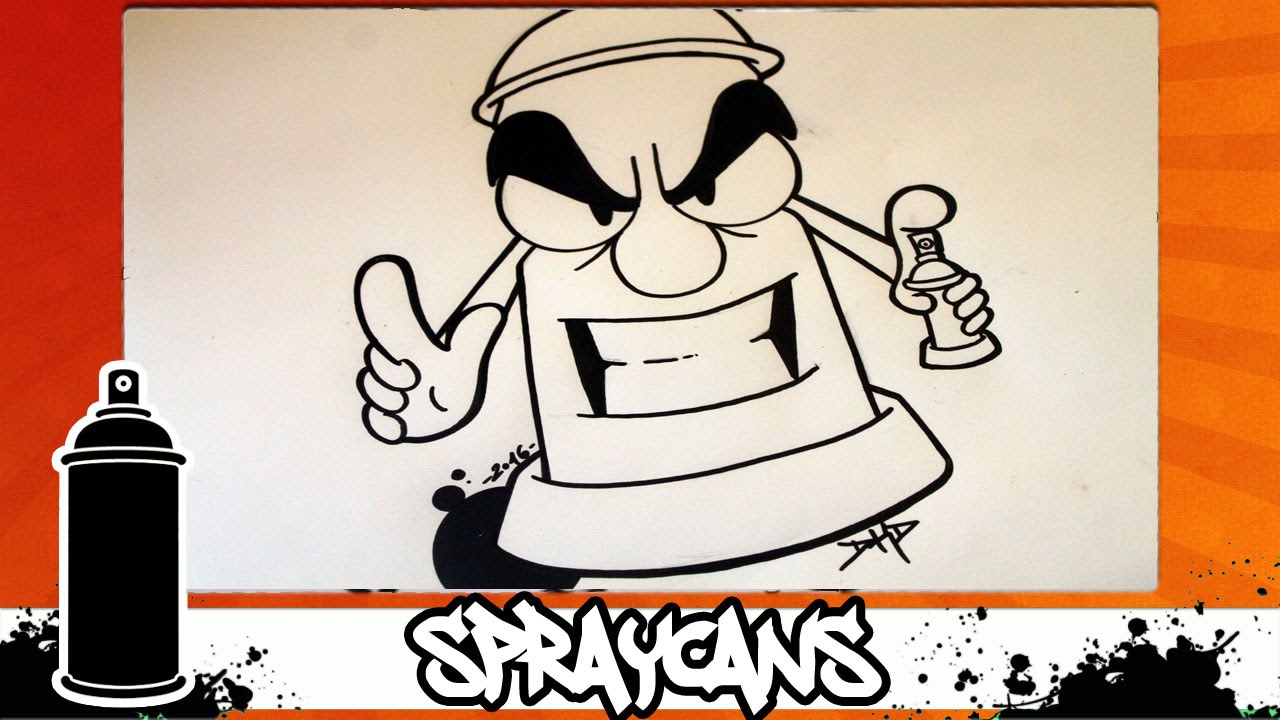 How to draw a graffiti spraycan character #8
