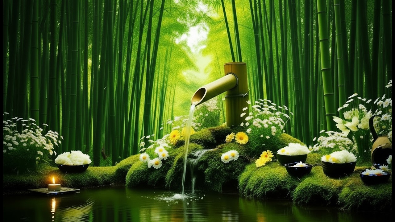Mind Healing 🌿 Bamboo Water Sounds & Relaxing Music, Anxiety Relief