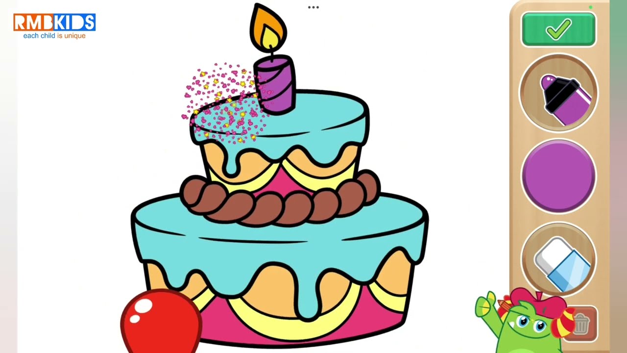 Drawing and Coloring Cake 🎂 | Rhymes for Kids @RmbKids 