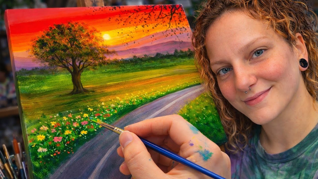 Sunset Painting | Landscape Painting For Beginners 