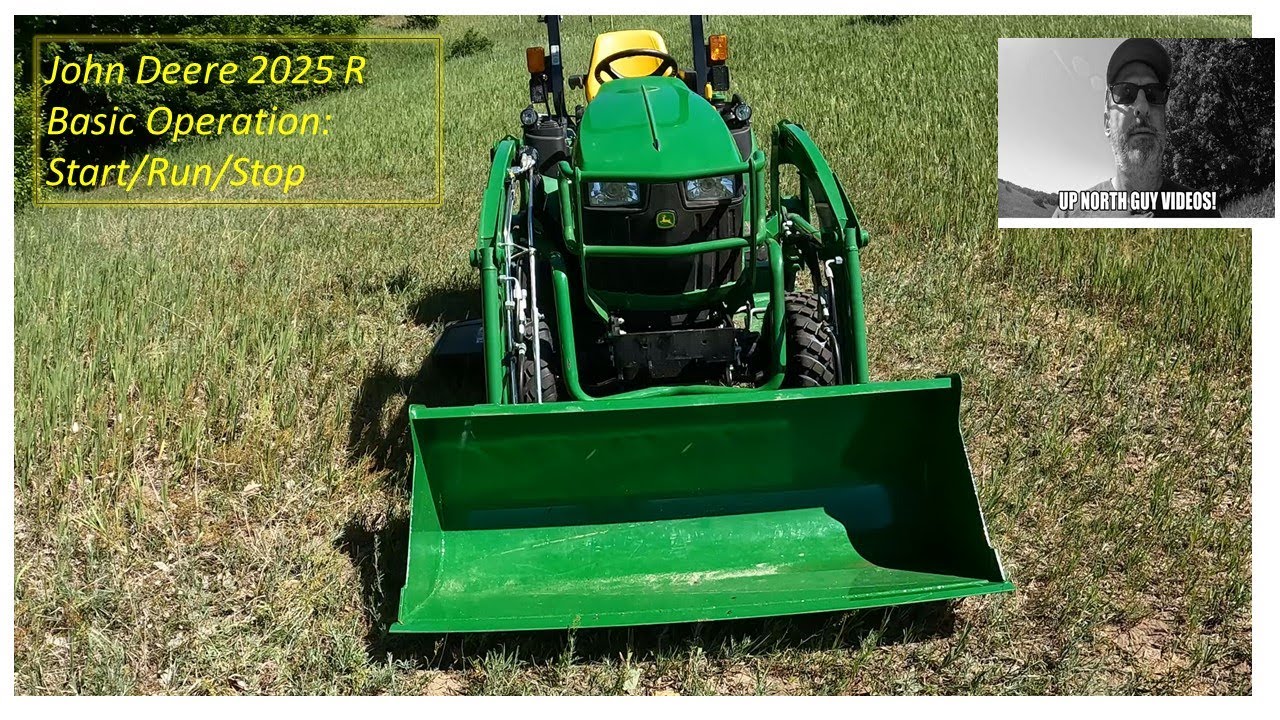 Компактный трактор John Deere 2025R — основные функции (старт/работа/стоп/парковка)
