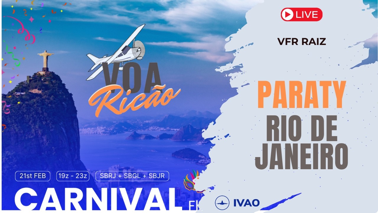 Flight Simulator - VFR RAIZ // Paraty - Rio de Janeiro // Carnival Fly-In IVAO