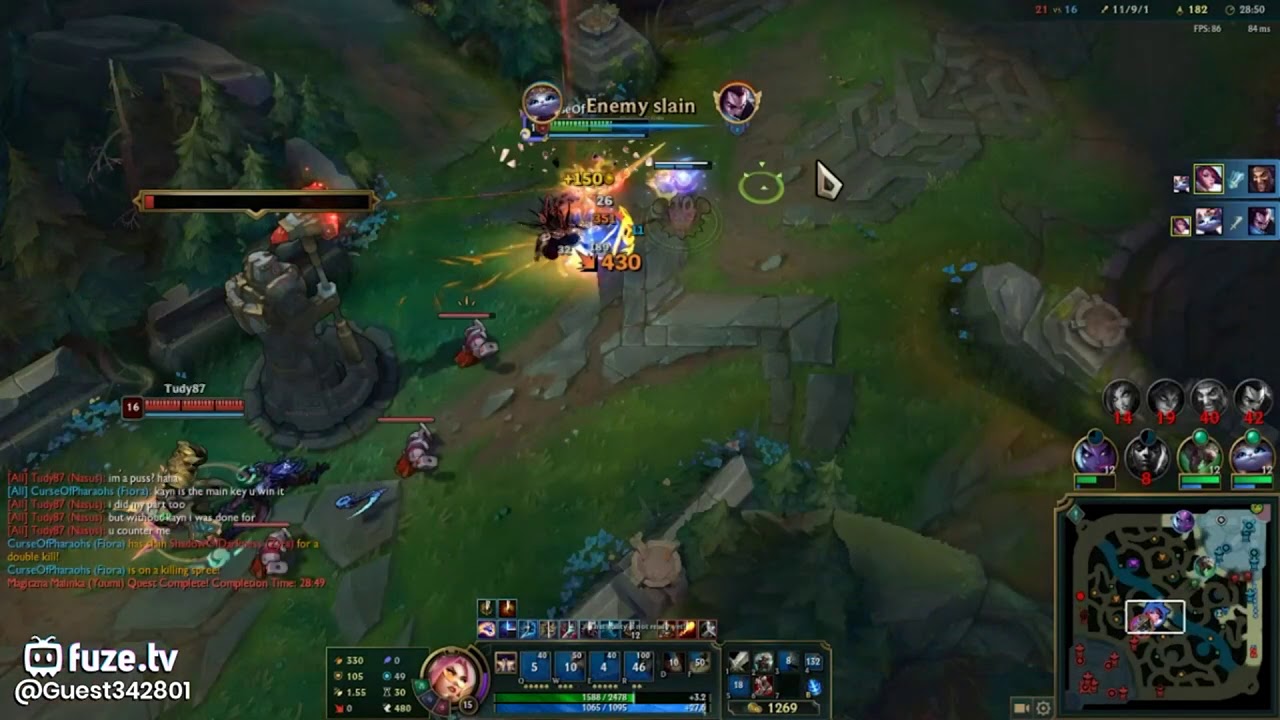 Double kill fiora under Turret Towers (Slow motion)