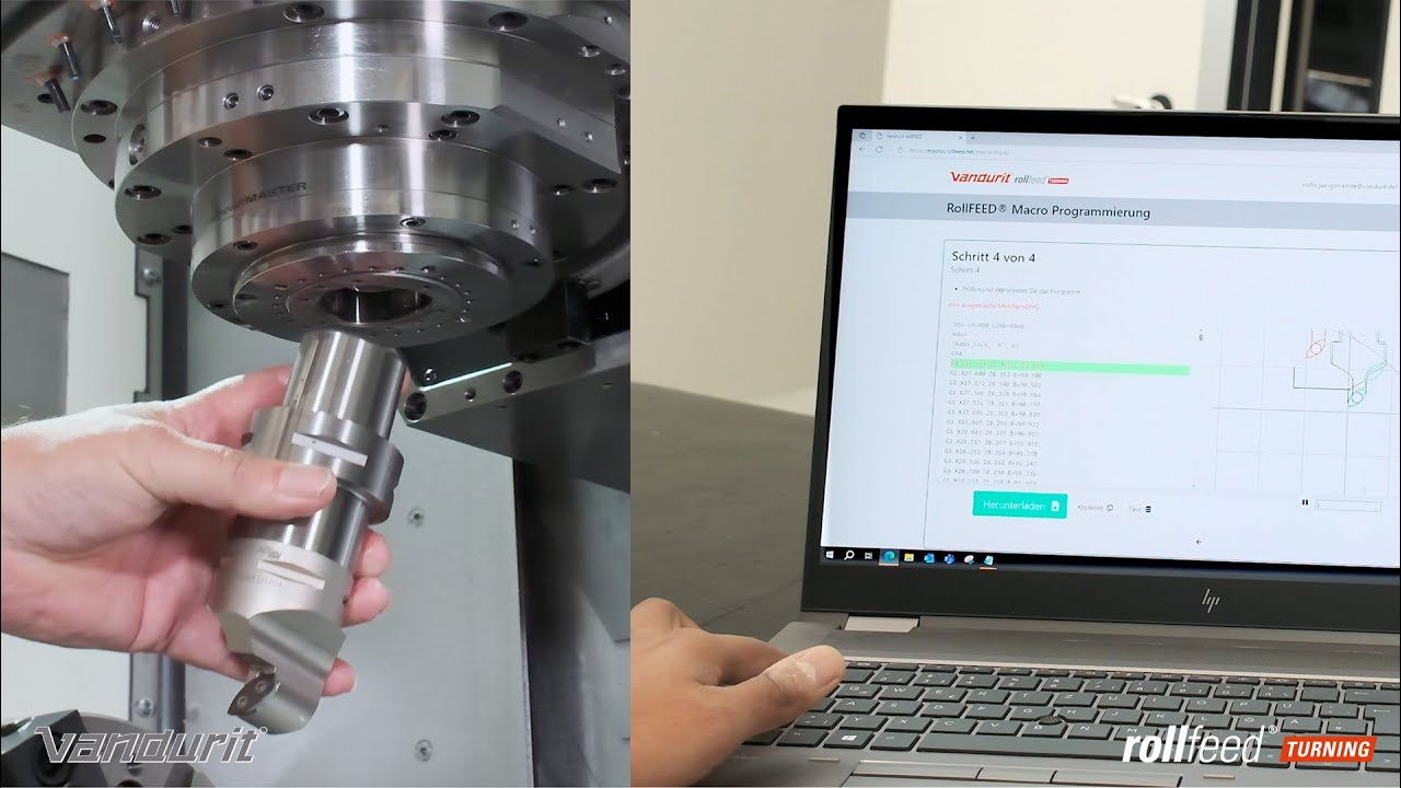 Vandurit rollFEED&reg; Turning - Demonstration der einfachen Installation und Programmierung