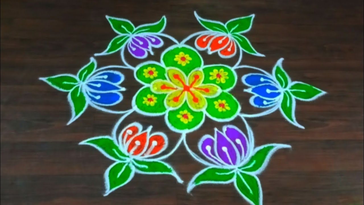 5×3dots ugadhi special rangoli🌷|easy ugadhi muggulu🌷|pandaga muggulu|easy rangoli|simple rangoli| 🌹🌹