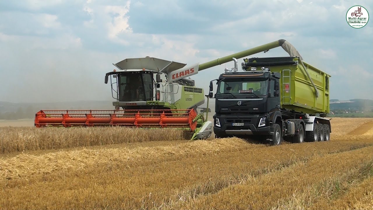 Gerste Ernte 2020 - Multi Agrar Claußnitz, Claas, Valtra, Volvo