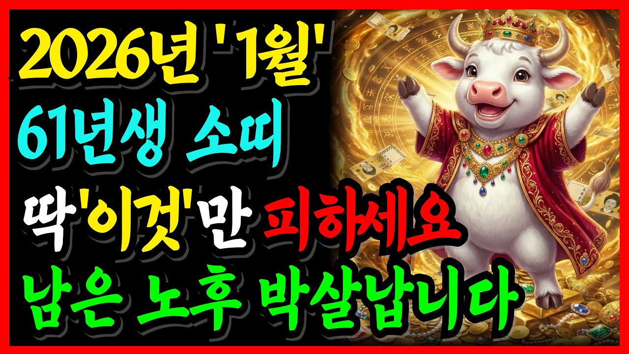 61년생 소띠 2026년 1월. 60년만에 얼음 밑의 황금이 드러납니다. 하늘이 복의 밭을 열어니다. 알면 인생이 바뀌는 천기누설!