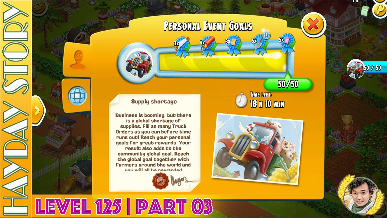 Finish 50 Trucks To Complete Global Truck Event in Hay Day Level 125 | Part 03