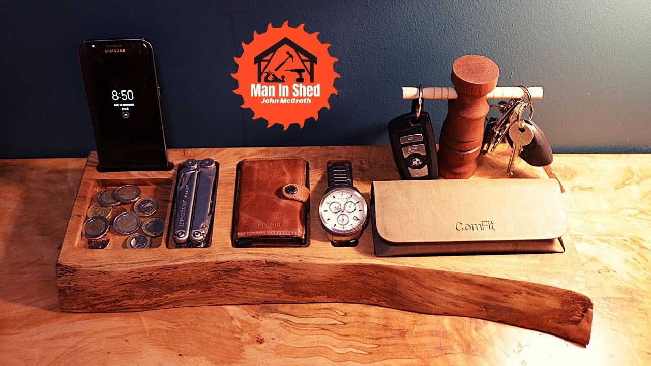 Desk Organizer. Phone Dock, Wallet, keys, Leatherman and Glasses! Whiskey Room Project #5