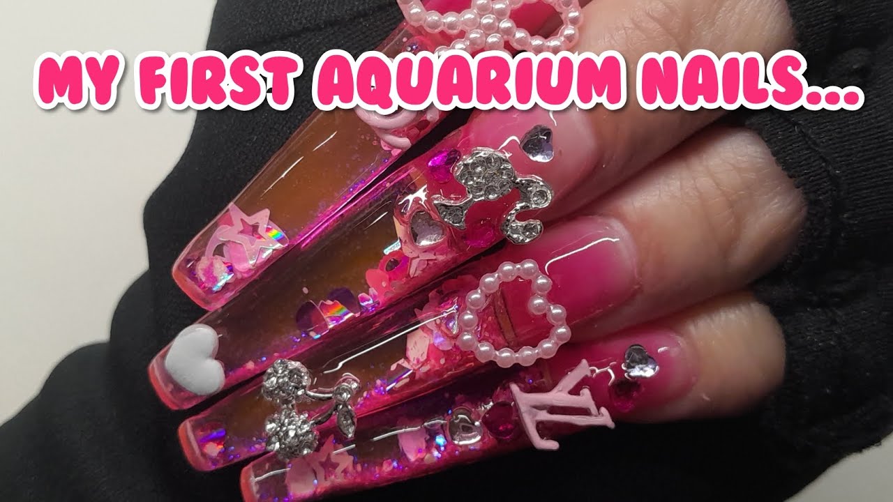 ♡ It's A BARBIE COLLAB! 🎉 ♡ HOW TO: Pink Designer Aquarium Nails ♡