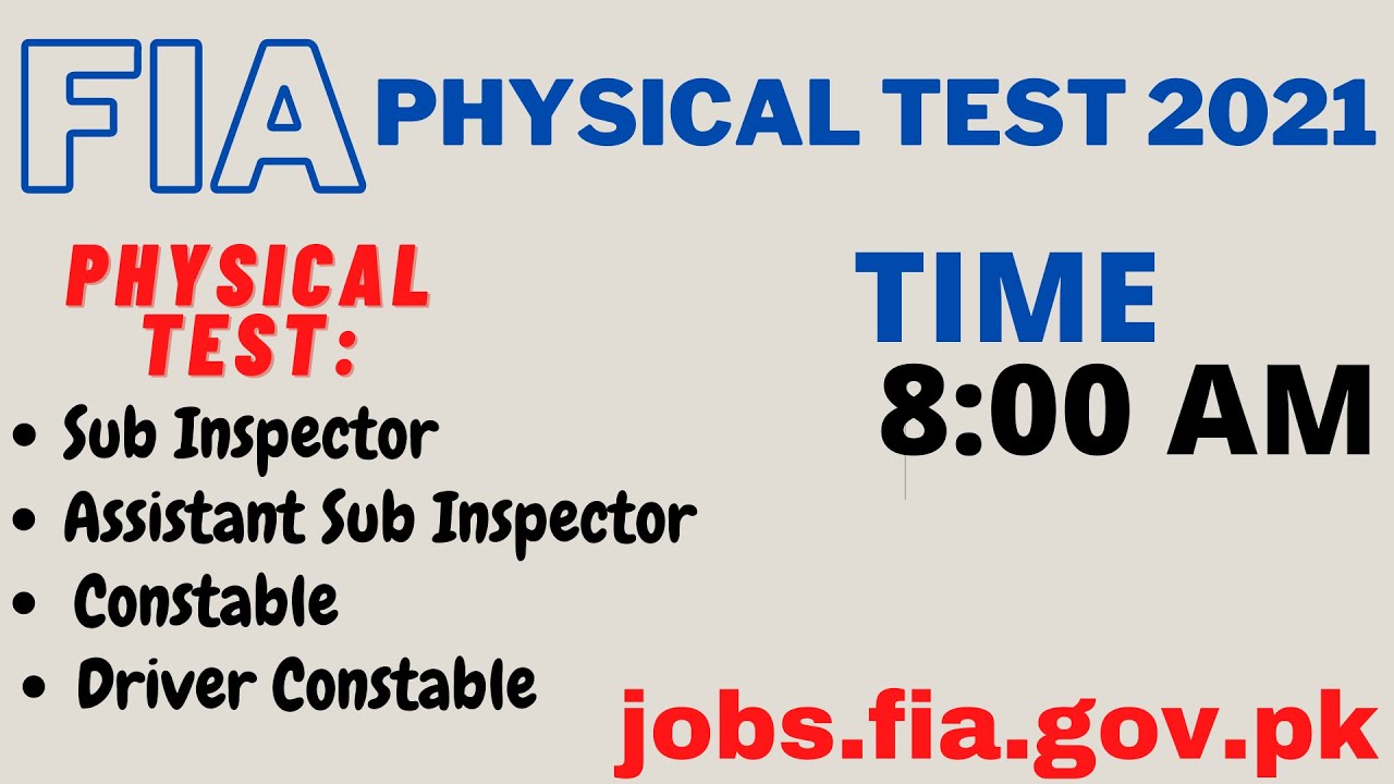 FIA Physical Test 2021 || Complete Details || FIA Test Time || FIA Running Test 2021