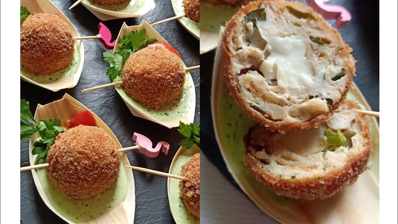 كريات الدجاج المقرمشة طريين زبدة، مقبلة بالطبع والشان شكلا وذوقا + الصلصة الخضراء🥬