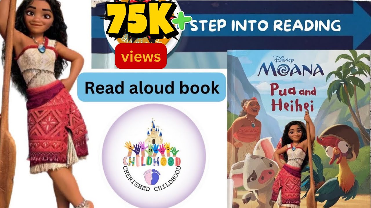 Disney Princess Read Aloud for Kid | Moana Pua & Heihei | Read Along | Kindergarten Bedtime Story