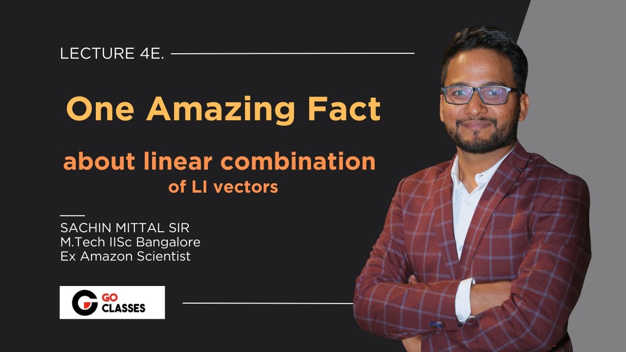 4e. Linear Combination of Linearly Independent Vectors is Unique| Linear Algebra | Sachin Mittal
