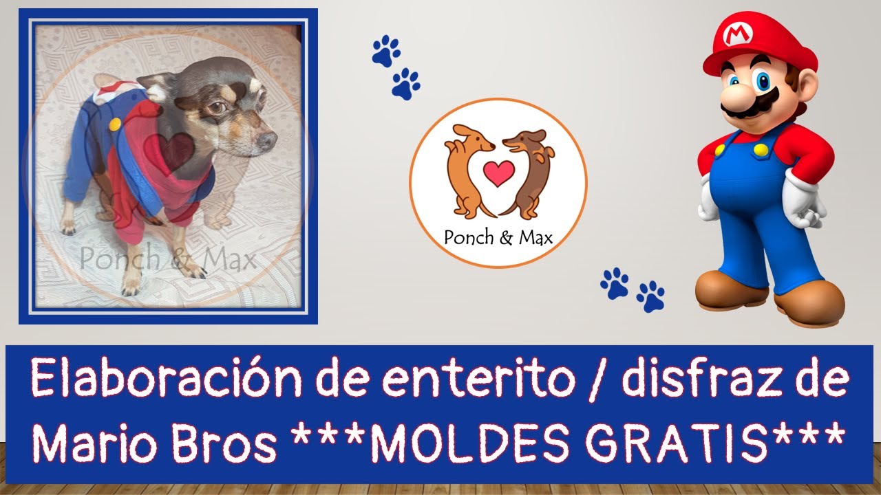 DIY 🐶 Elaboración de disfraz de Mario Bros. MOLDES GRATIS.📌 🥰 Ropa para perros y mascotas ❤❤❤
