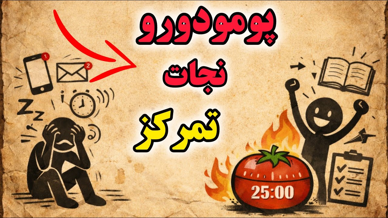 تکنیک پومودورو چیه و چطور تمرکز رو افزایش می‌ده؟🍅 مغزت با این روش بالاخره دست از فرار می‌کشه