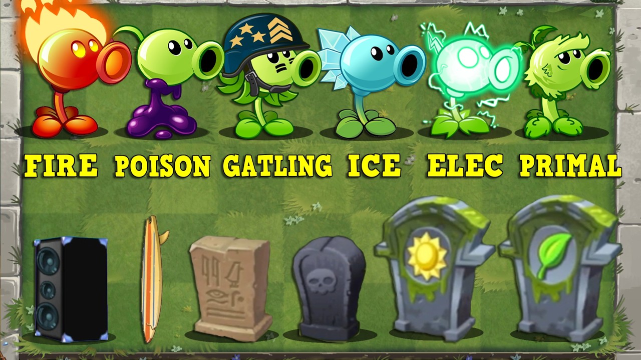 Испытание PvZ 2 - Все растения с 5 удобрениями против 7 предметов на сетке - Сколько растений поб...