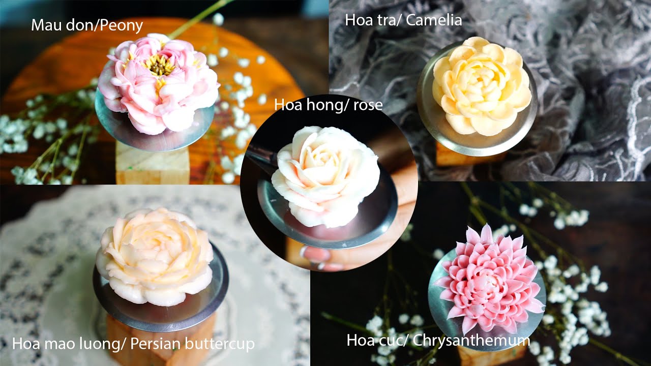 HOW TO PIPE 5 STYLE BUTTERCREAM FLOWERS/ Hướng dẫn bắt 5 loại hoa đẹp nhất trong trang trí bánh kem
