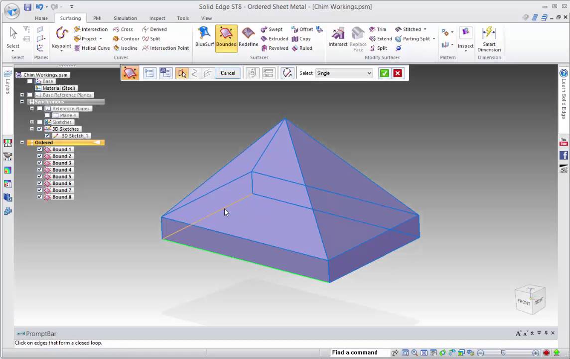 Solid part to sheet metal