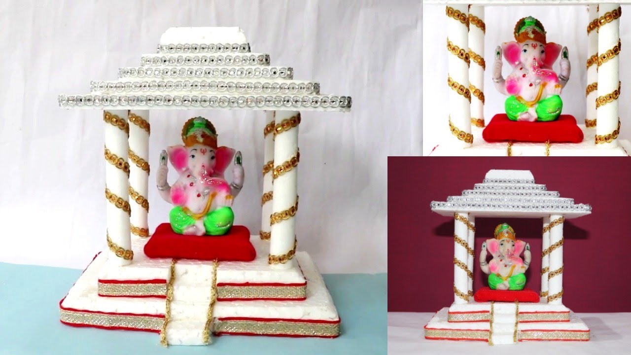 DIY Thermocol Tample Making At Home || DIY makhar || thermocol craft || ganpati deoration
