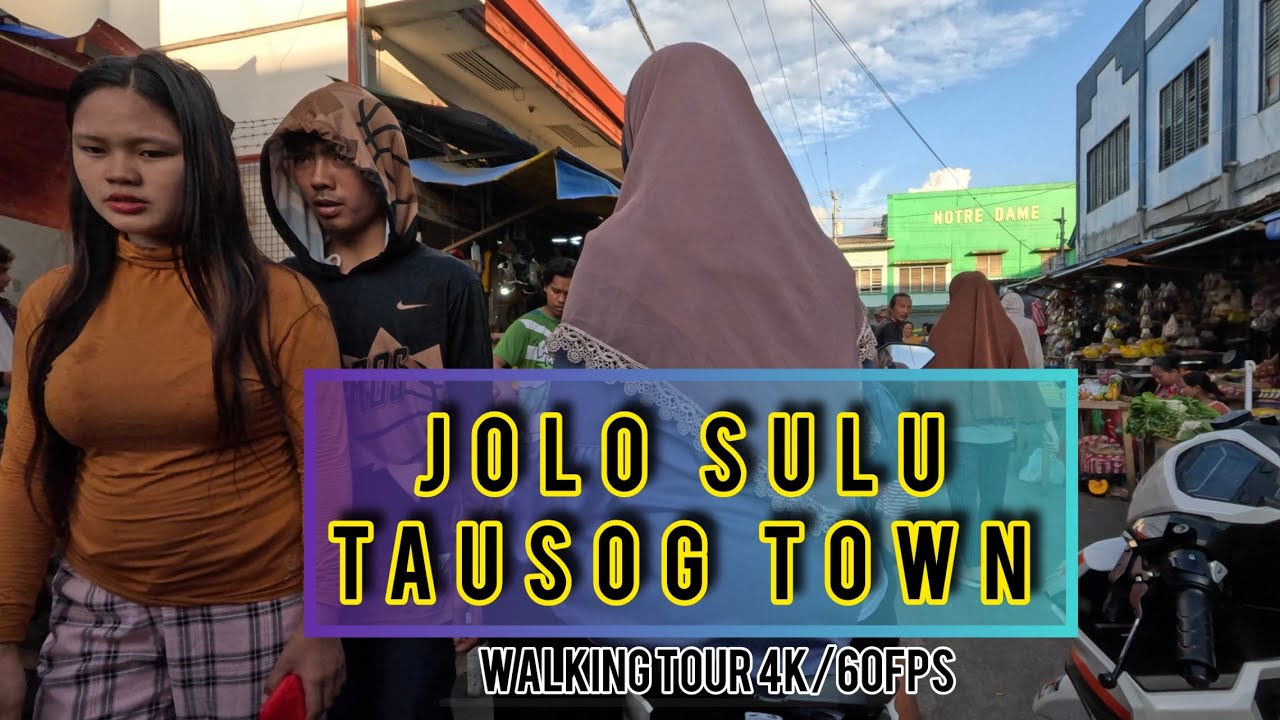 Jolo Sulu Tausog town Walking tour into the city 4K video/60fps