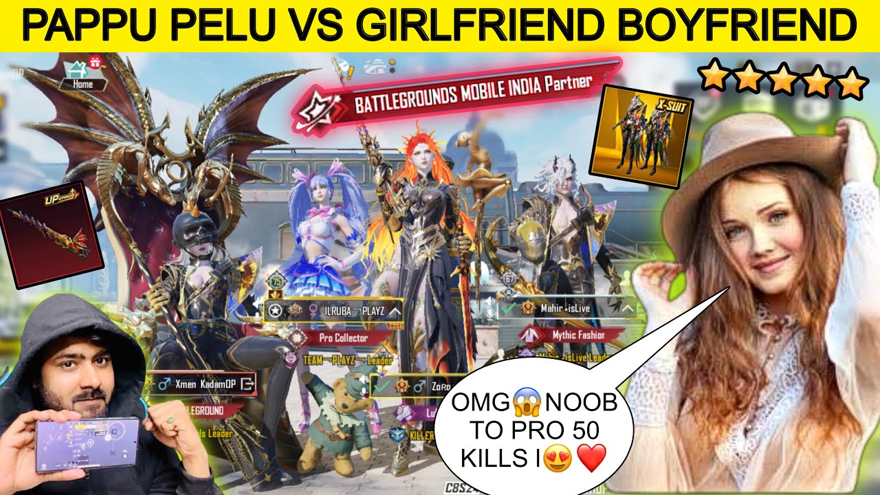 PAPPU PELU VS GIRLFRIEND SQUAD TROLLING ME BATTLEGROUND MOBILE INDIA PARTNER😈| SHE GOT SHOCKED😨50KIL