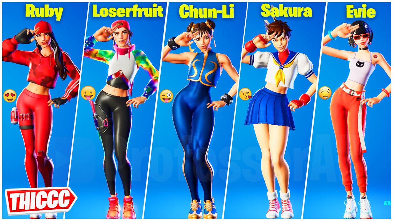 Fortnite Poki Emote Showcase With All Popular Girl Skins Thicc (Icon Series) 🍑😍😘🔥( ͡° ͜ʖ ͡°)