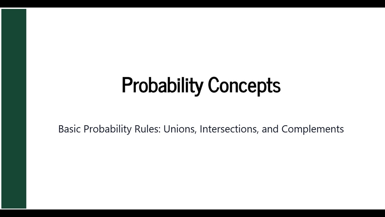 Probability Concepts: Basic Probability Rule: Unions, Intersections, and Complements