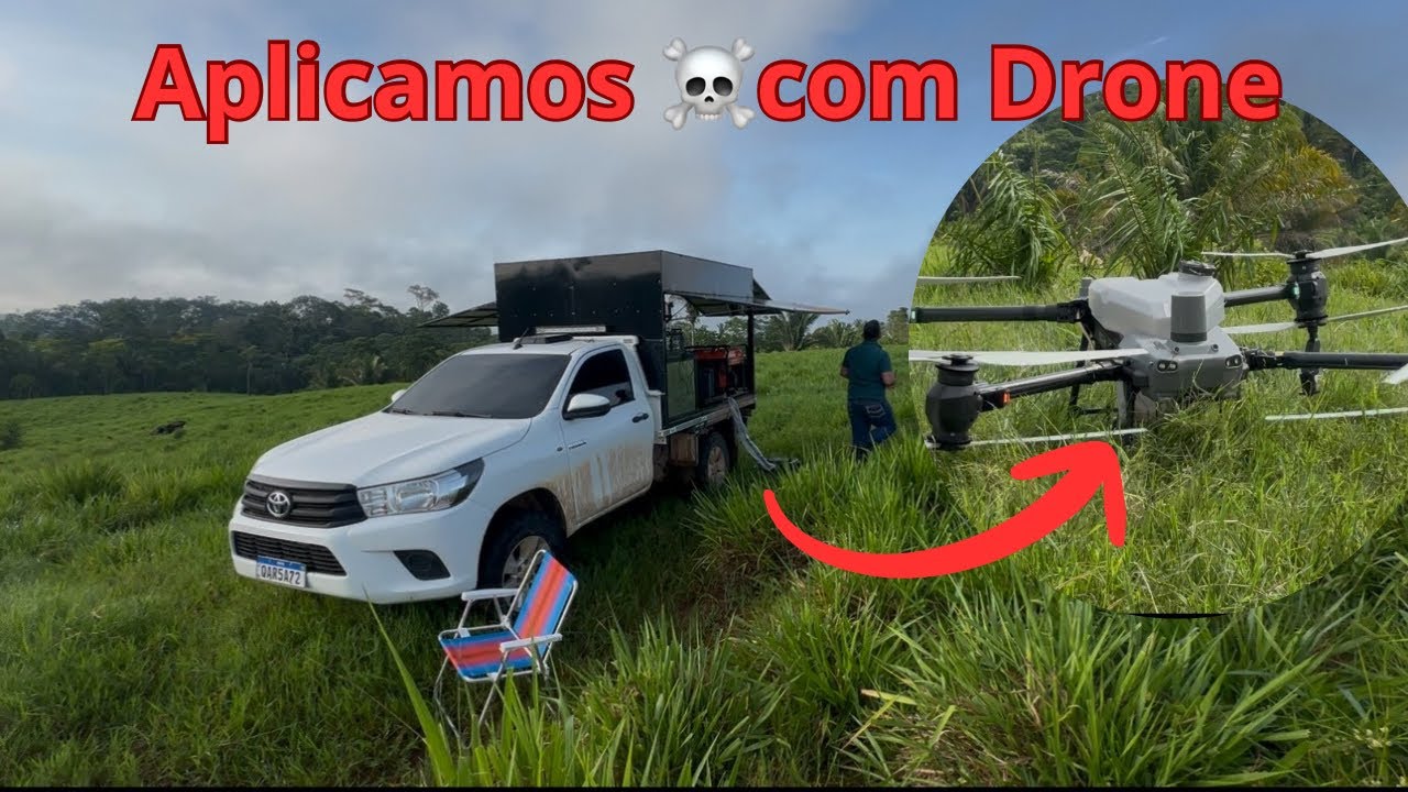 ⚠️Aplicação de herbicida com DRONE em pastagem 
