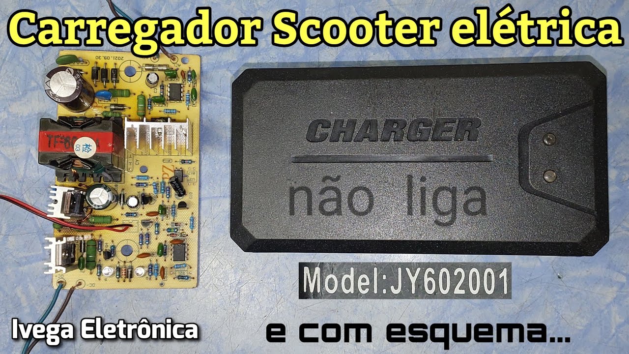 Carregador Scooter elétrica não carrega, explicando funcionamento.