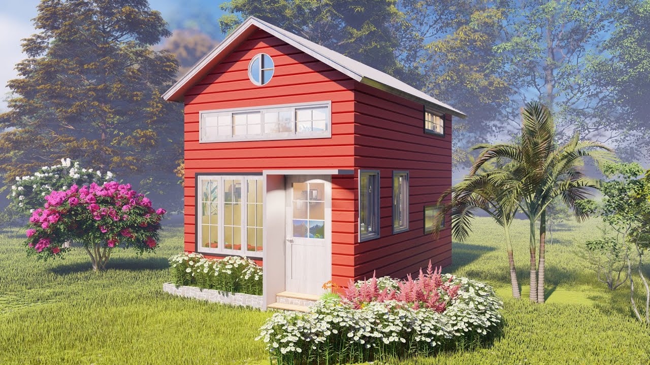 Cozy Small House Design 4x6 M (24 SQM) Beauty loft bedroom and floor plan