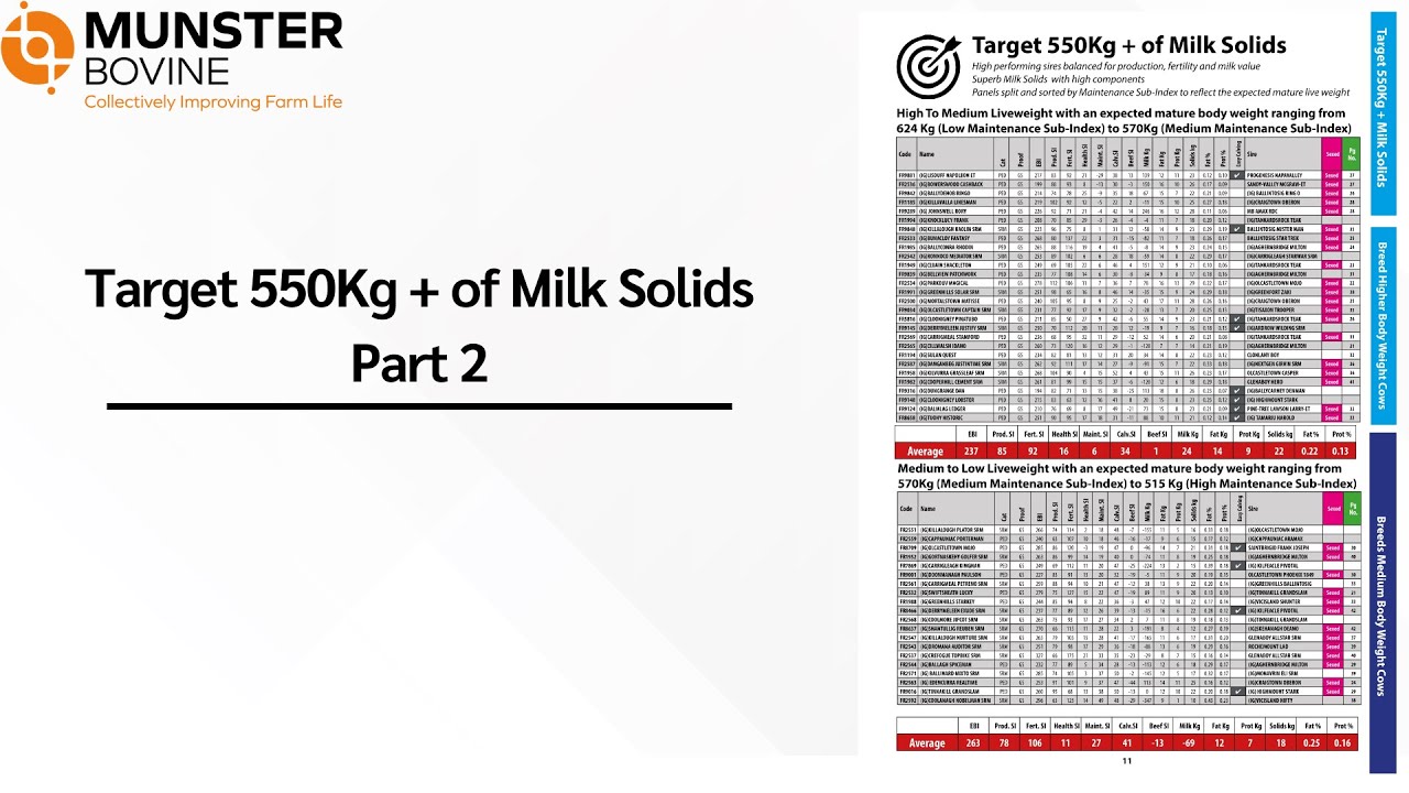 Target 550Kg + of Milk Solids Part 2 - Medium to Low Liveweight - Spring Dairy Catalogue 2026