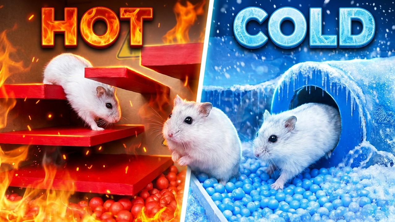 🐹 DIY Hamster Escapes the HOT vs COLD Maze [OBSTACLE COURSE]