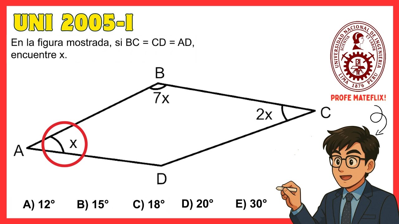 EXAMEN DE ADMISION UNI 2005-I | CONGRUENCIA DE TRIANGULOS | Profe Mateflix
