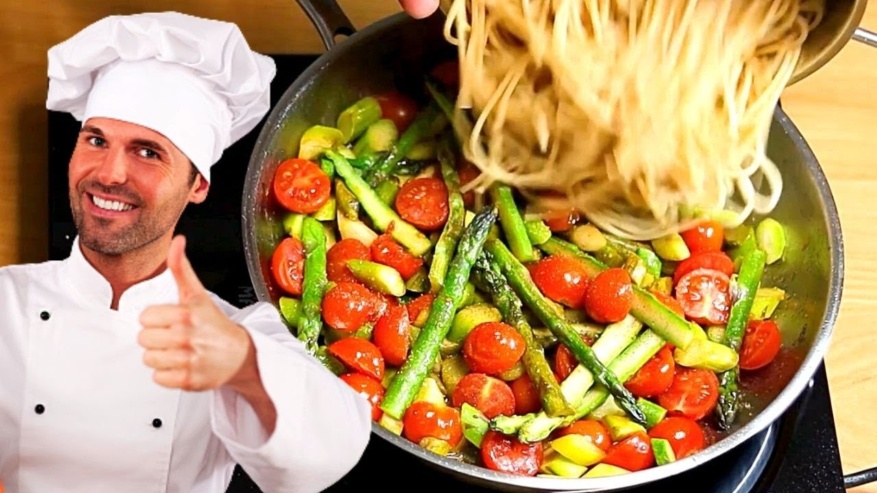 Dieses leckere Spargel Rezept in der Pfanne in 11 Min. wird Dich begeistern: Spaghetti mit Spargel