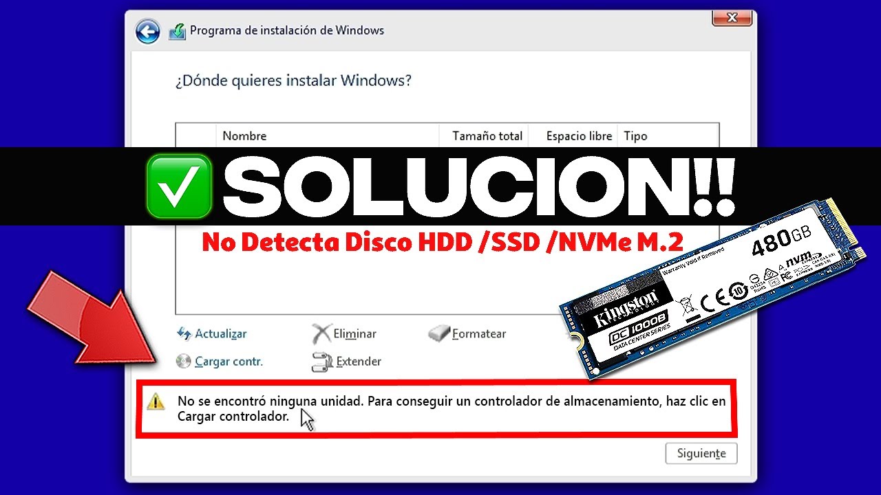 SOLUCION! Instalacion Windows 10 /11 no reconoce M.2 SSD o DISCO DURO! ✅