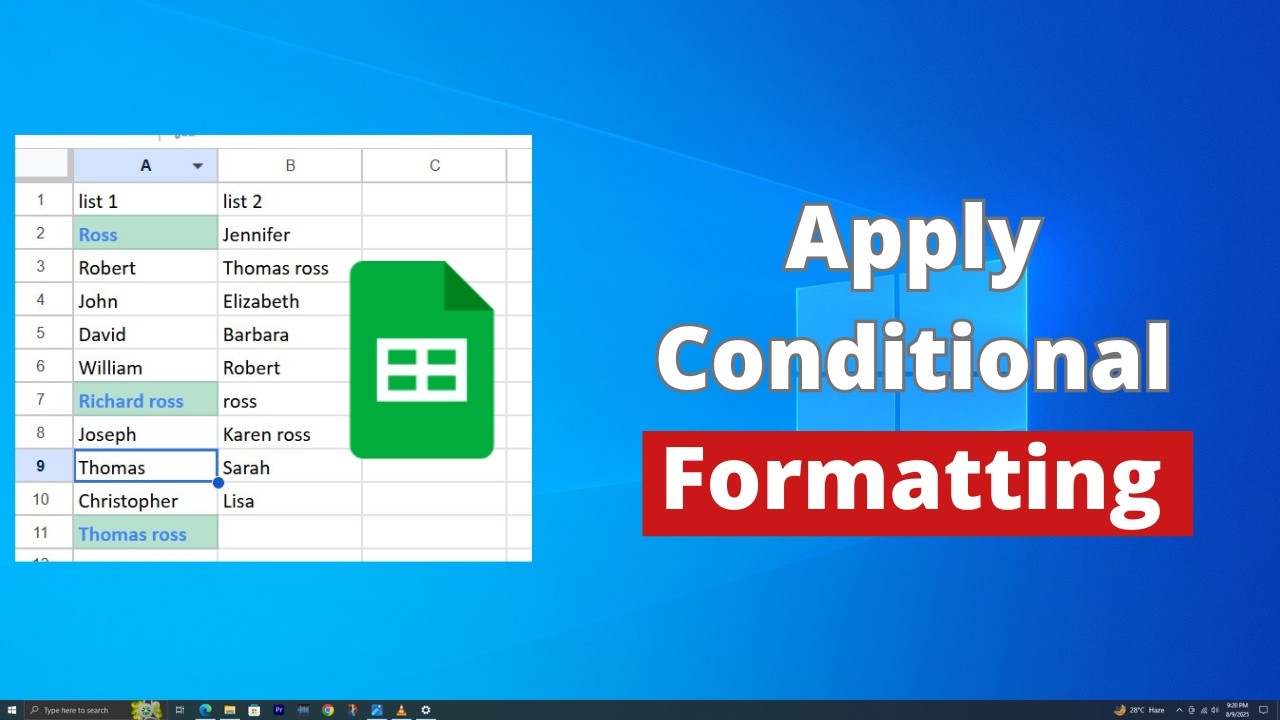 How to Apply Conditional Formatting to Text in Google Sheets