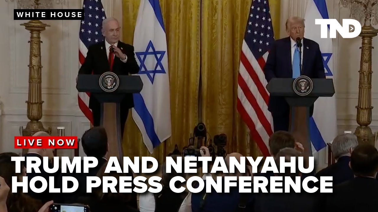President Donald Trump holds a press conference with the Israeli Prime Minister Benjamin Netanyahu