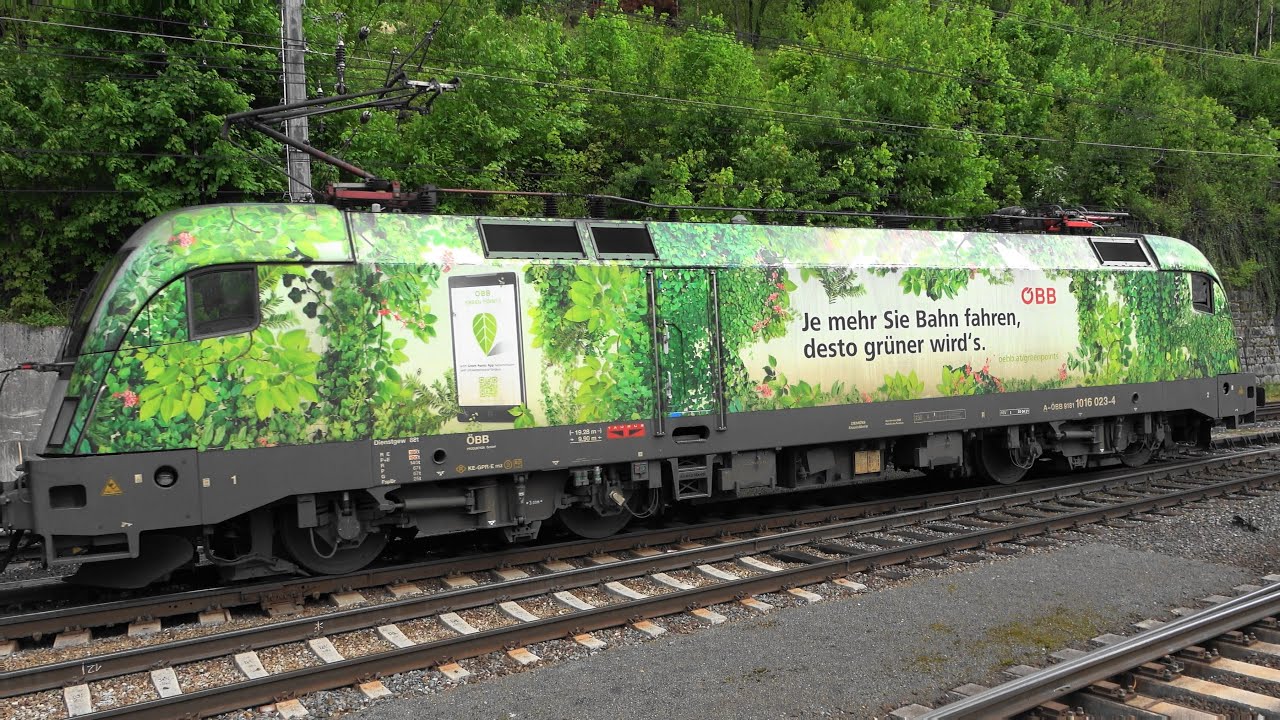 Bahnhof Feldkirch:🍃🌳🌿🍀IC119 Bodensee Dornbirn➡ Innsbruck mit Green Ponints-Lok &Ouml;BB Taurus