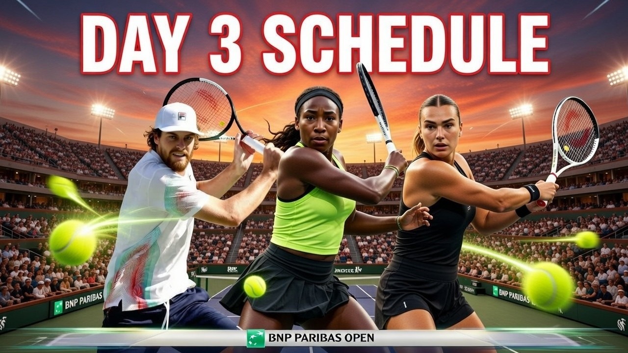 INDIAN WELLS 2026 DAY 3 SCHEDULE: SINNER, GAUFF, SABALENKA HEADLINE HUGE MATCHES TODAY