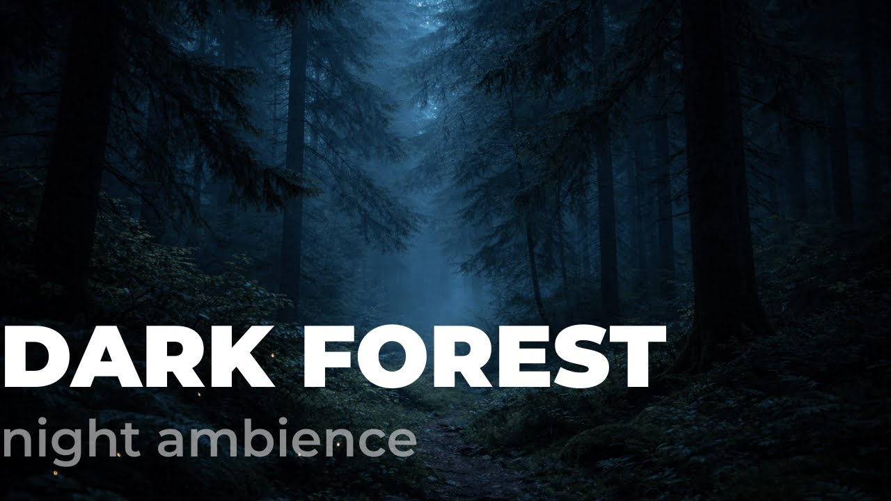 Dark Forest Night Ambience • Wind in Trees & Soft Brown Noise (8 Hours)